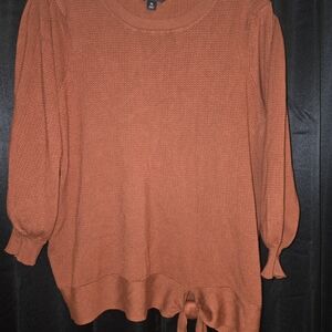 Simply Vera VeraWang Rust Orange Knit Sweater with Tie Detail